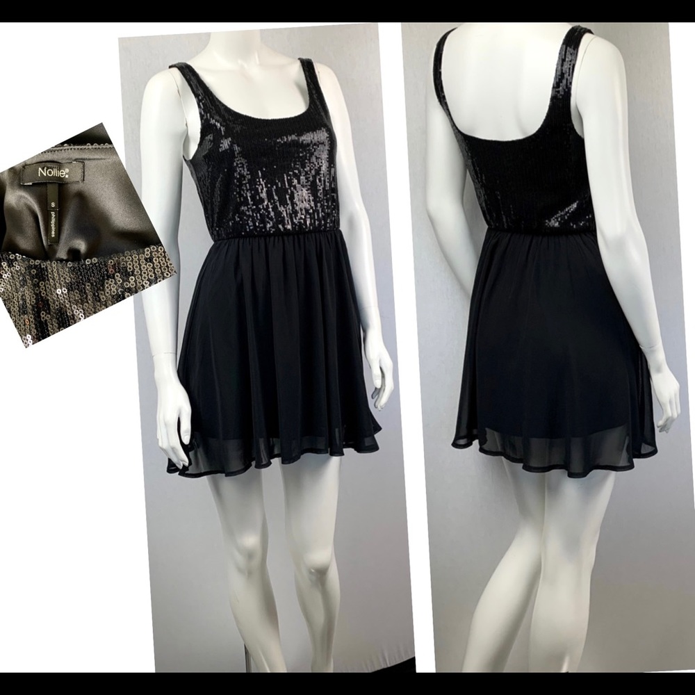 Sequin Ballerina Skate Chiffon Little Black Dress